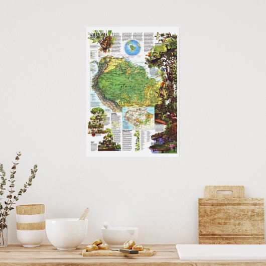 " Amazonië : 1992 A World Resource at Risk MAP ... Poster (Keuken)