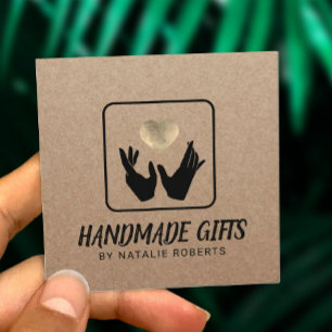 Ambachtelijk Cadeau Handen & Hart Rustieke Kraft Vierkante Visitekaartje