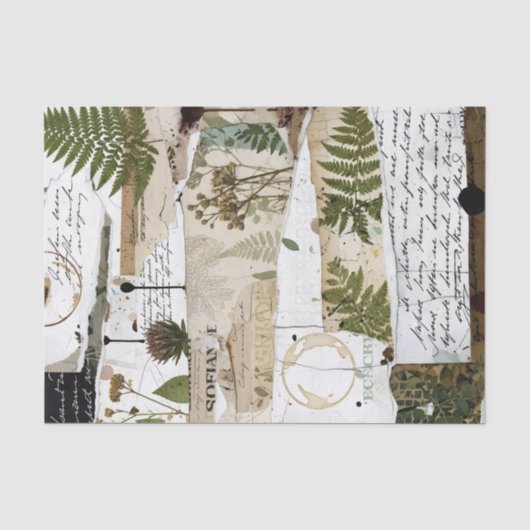 Ambachtelijk collageweefsel: -Botanisch Tissuepapier (Voorkant)