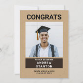 Ambachtelijk papier Modern Simple Boy Afstuderen F Aankondiging (Voorkant)