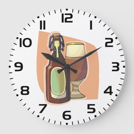 Ambachtelijke bierfles en glazen rustieke brouweri grote klok (Voorkant)