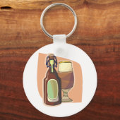 Ambachtelijke bierfles en glazen rustieke brouweri sleutelhanger (Voorkant)