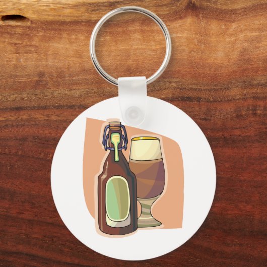 Ambachtelijke bierfles en glazen rustieke brouweri sleutelhanger (Voorkant)