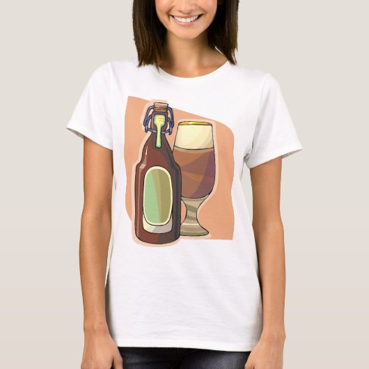 Ambachtelijke bierfles en glazen rustieke brouweri t-shirt (Voorkant)
