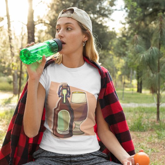 Ambachtelijke bierfles en glazen rustieke brouweri t-shirt