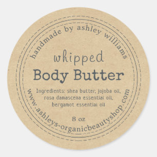 Ambachtelijke Body Butter Biologisch Bedrijf Kraft Ronde Sticker