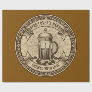 Ambachtelijke Franse Pers Koffie Vintage "Getrok Cadeaupapier