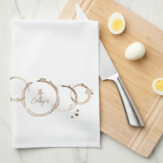 Ambachtelijke Koffiering Ringen NAAM Bruin Wit Keu Theedoek (Quarter Fold)