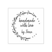 Ambachtelijke lavender harten krans 	rubberstempel (Afrduk)