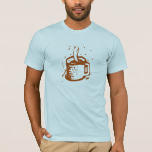 Ambachtelijke Linocut Stoomende Kop Grafiek T-shirt