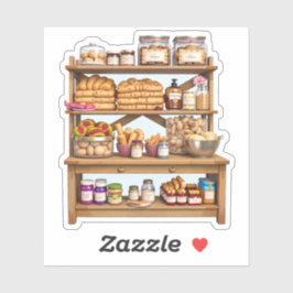 Ambachtelijke pantry plank met lekkernijen sticker