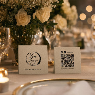 Ambachtelijke papieren merkkaart met QR-code Vierkante Visitekaartje