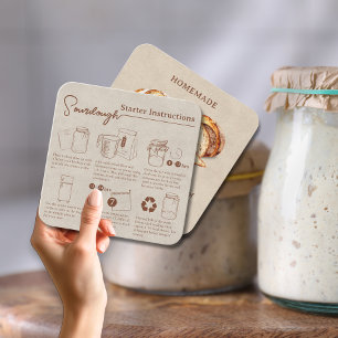 Ambachtelijke Thuisgemaakte Sourdough Starter Inst Vierkante Visitekaartje