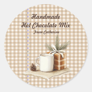 Ambachtelijke Warme Chocolademix Rustieke Kerstlab Ronde Sticker