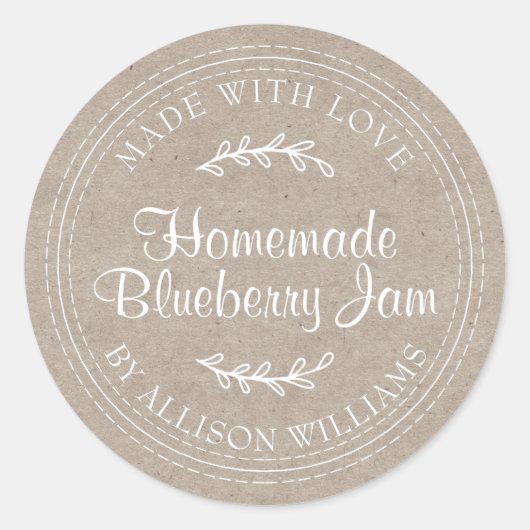 Ambachtelijke zelfgemaakte bosbessengelei inmaken  ronde sticker (Voorkant)