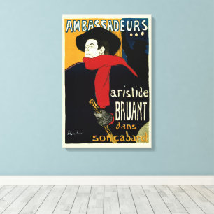 Ambassadeurs, Aristide Bruant door Toulouse Lautre Canvas Afdruk