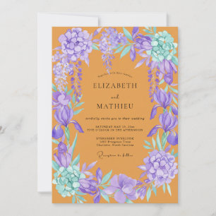 Amber Amethyst Orchide Trouw Kaart