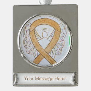 Amber Awareness Ribbon Angel Art Custom Ornaming Verzilverd Banner Ornament