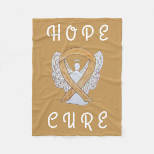 Amber Awareness Ribbon Angel Cancer Chemo Blanket Fleece Deken