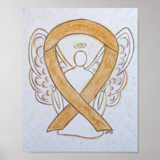Amber Awareness Ribbon Engel Poster Kunstprint (Voorkant)