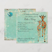 Amber Azure Giraffe Baby Uitnodiging (Voorkant / Achterkant)