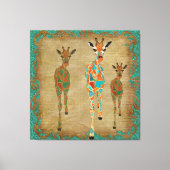 Amber & Azure Giraffes Art Canvas (Voorkant)