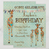 Amber & Azure Giraffes - uitnodiging van vrijdag (Voorkant / Achterkant)