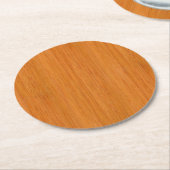 Amber Bamboo Wood Grain Kijk Ronde Kartonnen Onderzetter (Gebogen)