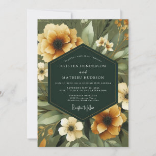 Amber Bloemige Botanische Romantische Bruiloft Kaart