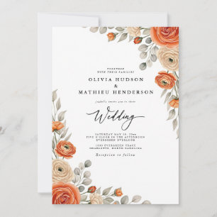 Amber Bloemige Whimsy Bruiloft Kaart