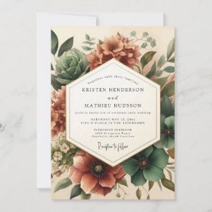 Amber Bloom Woodland Bruiloft Kaart