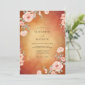 Amber Blush Roze Bruiloft Kaart (Staand voorkant)