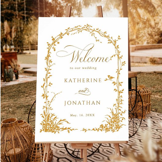 Amber Botanical Arch Garden Wedding Welcome Poster