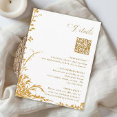 Amber Botanical Wedding QR Code Details Informatiekaartje
