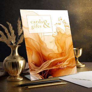 Amber Brandy Abstracte Inkt Kaarten & Geschenken I Reclamebord Met Voetstuk