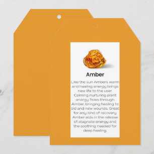 Amber Crystal Betekenis Sieraden Display Kaart Lab