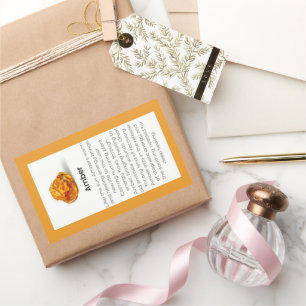 Amber Crystal Betekenis Sieraden Edelsteen Pakket Rechthoekige Sticker
