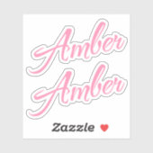 Amber decoratieve naam in roze x2 Sticker (Vel)