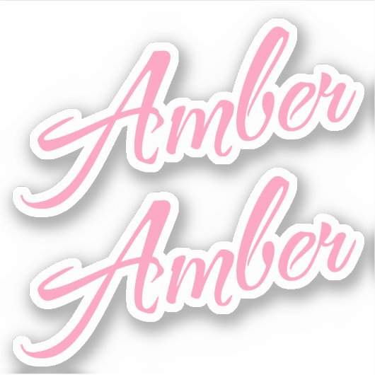 Amber decoratieve naam in roze x2 Sticker (Voorkant)