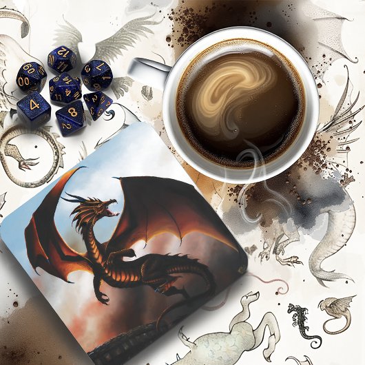 Amber Dragon Fantasy Drankjes Onderzetter