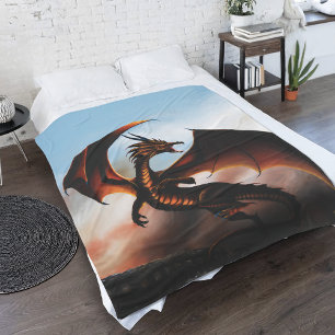 Amber Dragon Fantasy Fleece Deken