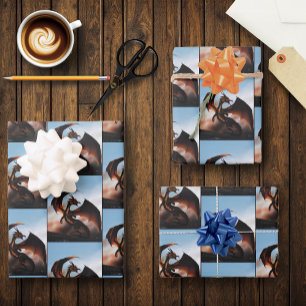 Amber Dragon Fantasy Inpakpapier Vel