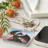 Amber Dragon Fantasy Sleutelhanger (Voorkant Rechts)