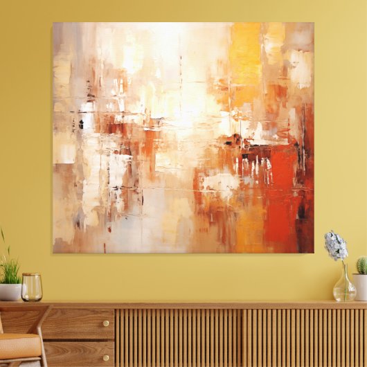 Amber Echoes Abstract Schilderen - Aardetinten Canvas Afdruk (Insitu (Woonkamer))
