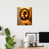 "Amber Elegance: Muurschans met Chignon Poster (Thuiskantoor)