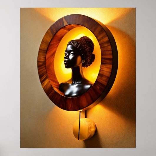 "Amber Elegance: Muurschans met Chignon Poster (Voorkant)