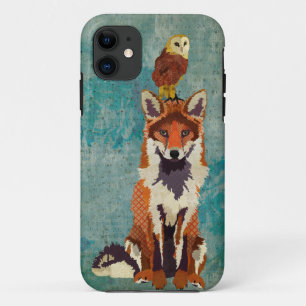 Amber Fox & Owl Blue Roos Hoesje