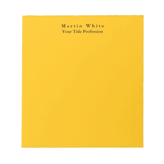 Amber Geel Elegant Professioneel Modern Notitieblok (Voorkant)