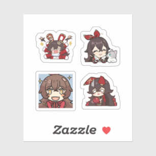 Amber Genshin Impact 4 stuks stickerblad Extra Sticker