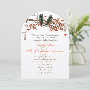 Amber Glow Herfst Leaf Love Bird Wedding Kaart